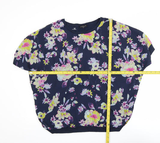 F&F Women's Blue Floral Lightweight Short Sleeve Blouse Size 18