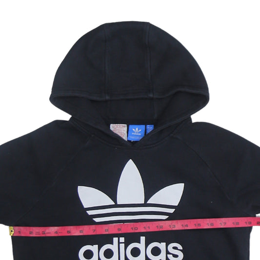 Adidas Boys Black Hoodie 13–14Y Pullover Cotton Blend Graphic Print