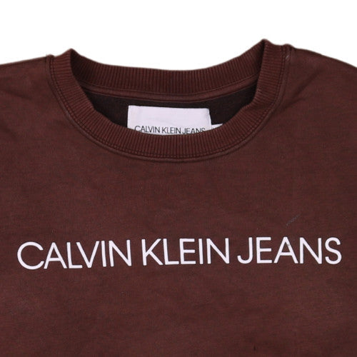 Womens UK Size XS Calvin Klein Jeans Brown Pullover Sweatshirt