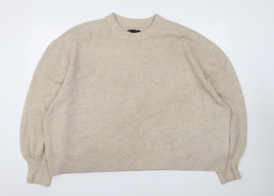 Additional front view of ASOS Women’s Beige Crew Neck jumper, size UK 22, Relaxed Fit