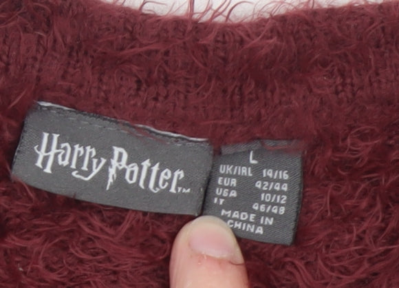 Womens UK Size L Harry Potter Red Pullover Jumper