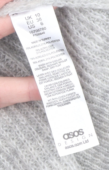 Womens UK Size 10 ASOS Design Grey Cardigan Jumper