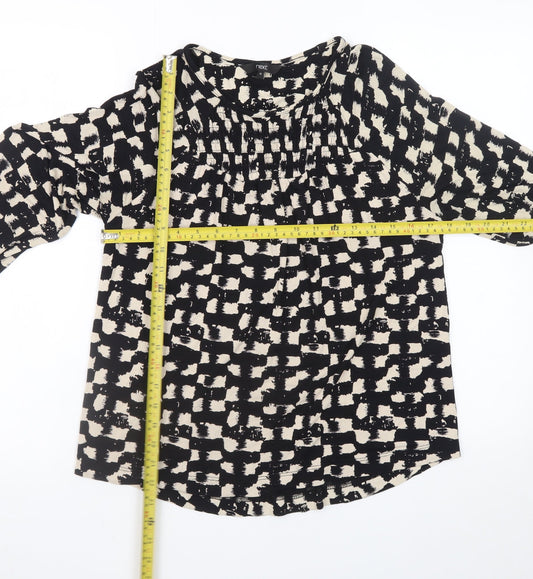 Next Women's Black Geometric Long Sleeve Tunic Blouse Size 10