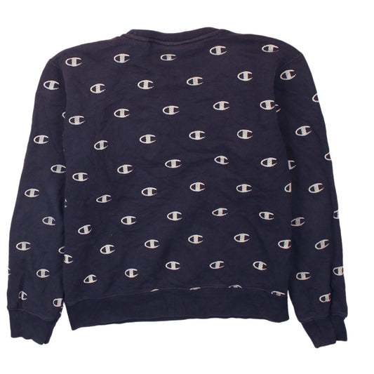 Womens UK Size L Champion Blue Pullover Sweatshirt