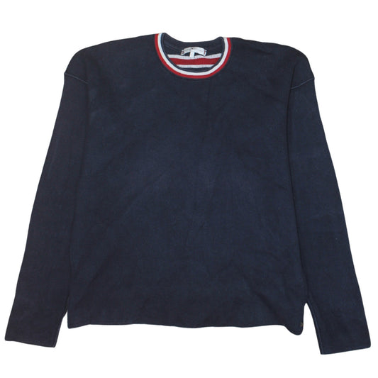 Tommy Hilfiger Women's Blue Crew Neck Cotton Pullover Jumper Size L