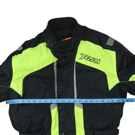 Akito Men’s Black & Green Motorcycle Jacket L Waterproof Rider Coat