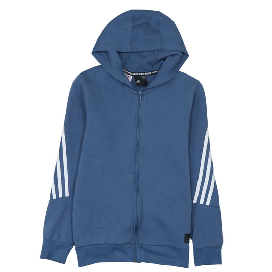 Additional front view of Adidas boys’ blue full zip hoodie 13-14 years sportswear fleece