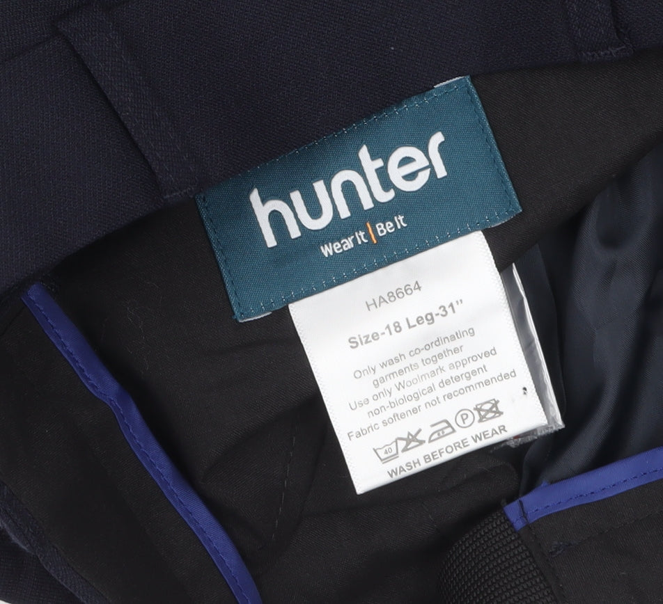 Mens UK Size 18 Hunter Regular Fit Workwear Business Blue Trousers