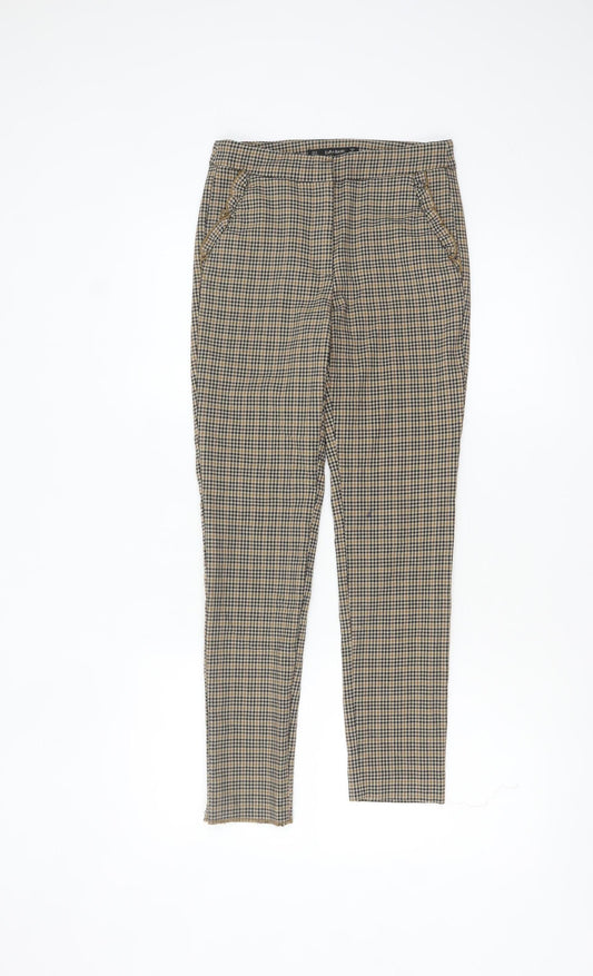 Zara Basic Women's Beige Check Slim Trousers XS
