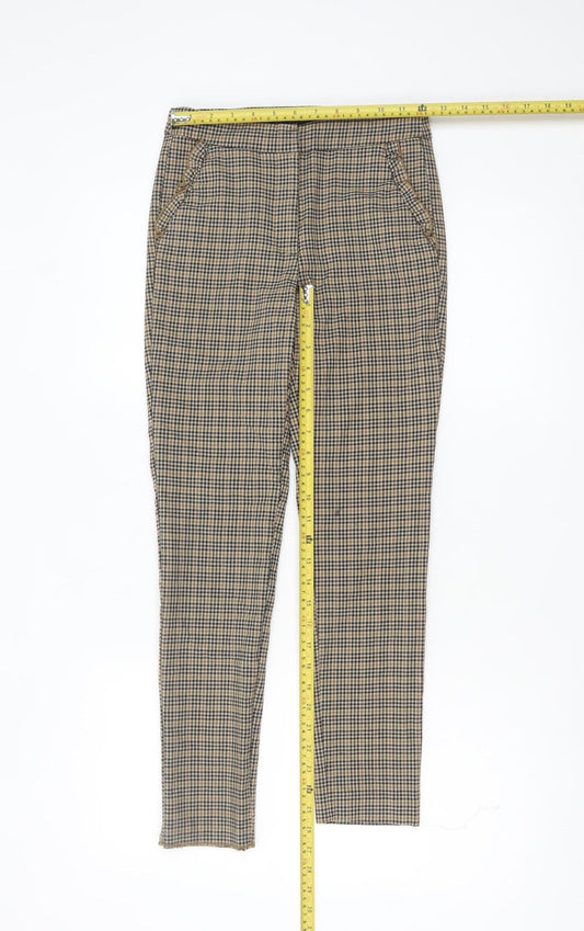 Zara Basic Women's Beige Check Slim Trousers XS