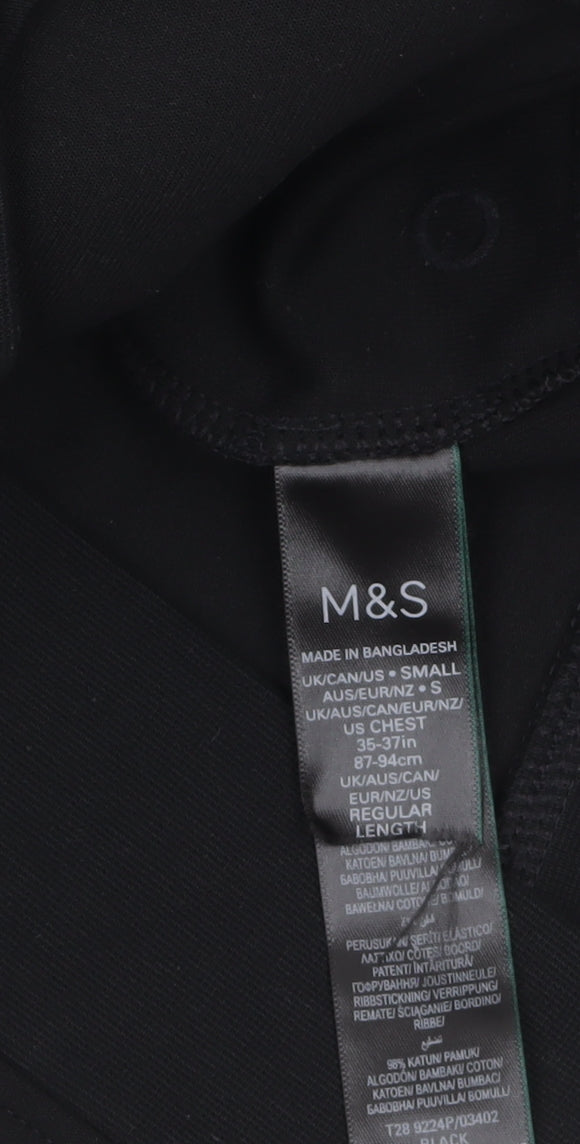 Mens UK Size S Marks and Spencer Black Full Zip Hoodie