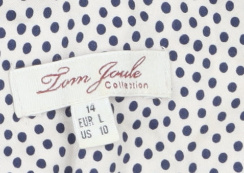 Joules Women Blue Polka Dot Size 14 Wrap Sleeveless Cotton Dress