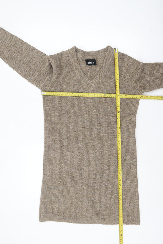Womens UK Size S Pieces Beige Pullover Jumper