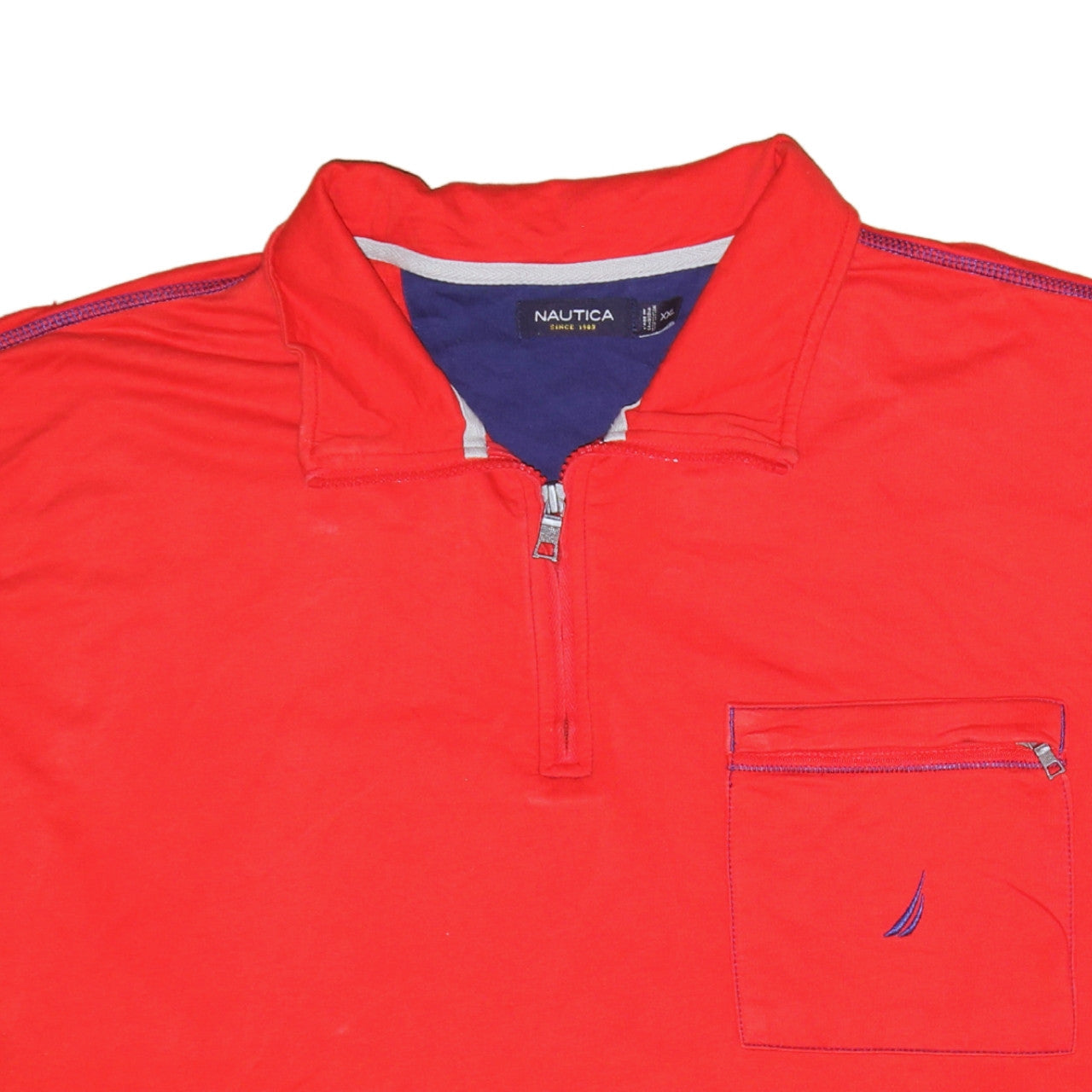 Mens UK Size 2XL Nautica Red Henley Sweatshirt