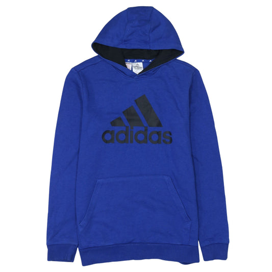 Additional front view of Adidas boys’ blue pullover hoodie xl 15-16 years cotton blend logo print