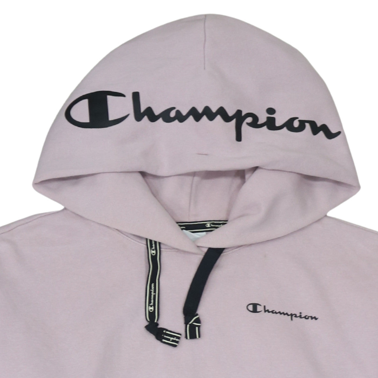 Additional view of Champion girls’ pink logo pullover hoodie, size L, fleece cotton blend