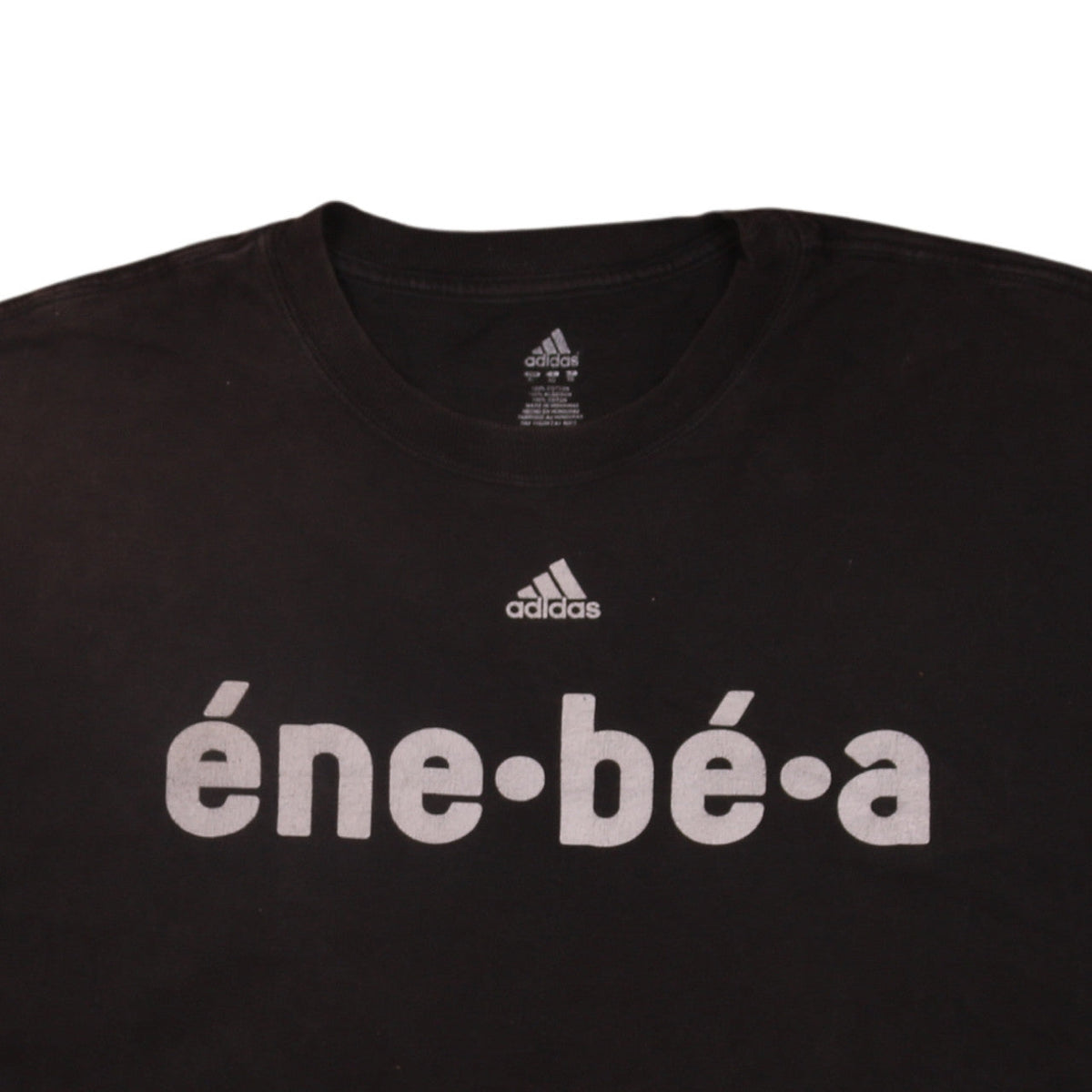 Brand and care label for Adidas Men’s Black NBA Graphic Cotton Short Sleeve T-Shirt XL