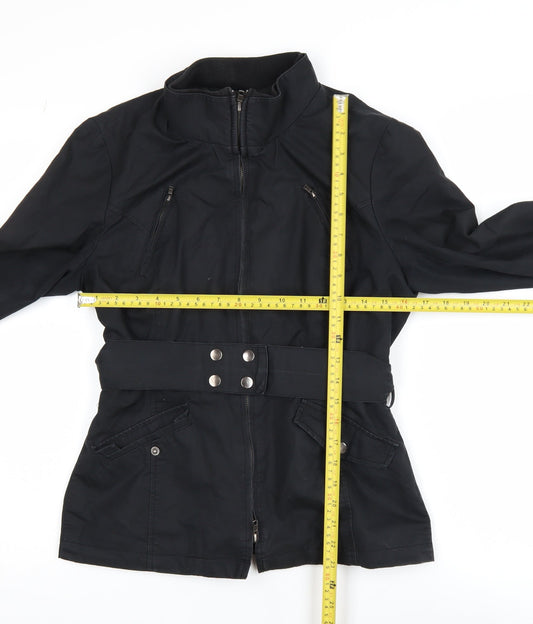 Dalia Collection Women's Black Belted Cotton Jacket Size 8