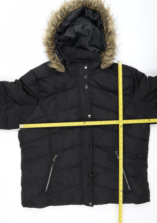 Womens UK Size 18 PRETTYLITTLETHING Black Puffer Jacket