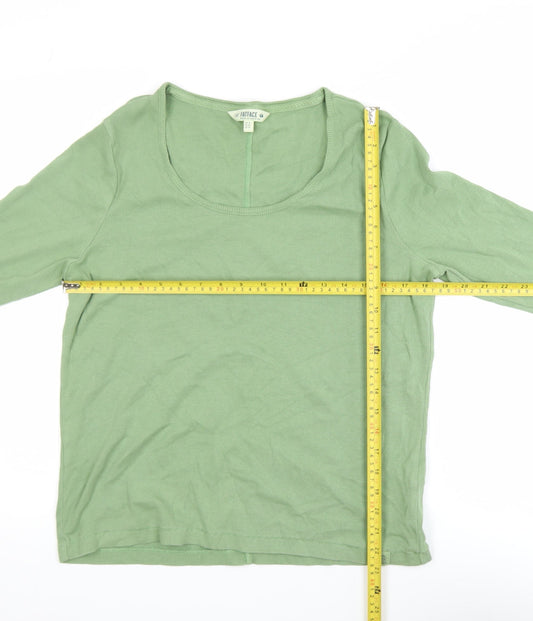 FatFace Women’s Green Long Sleeve Scoop Neck Cotton Top Size 16