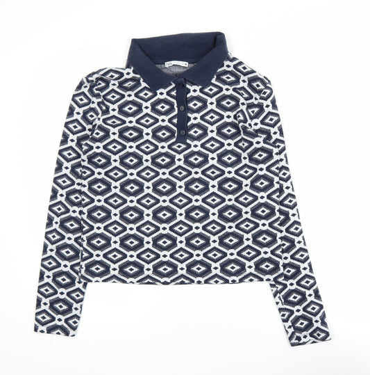 Womens UK Size L Zara Blue Classic Polo