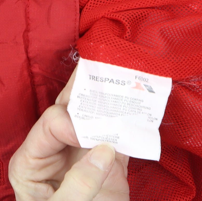 Additional view of Trespass boys’ red waterproof hooded rain coat jacket 15-16 years