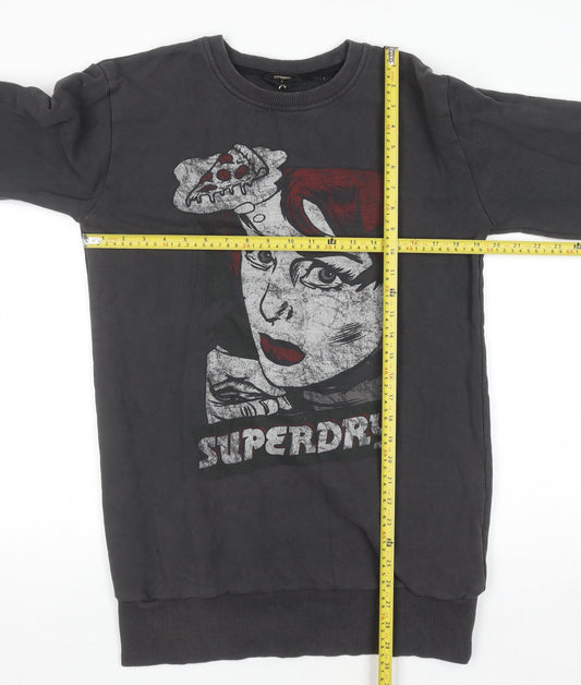 Womens UK Size 10 Superdry Black Pullover Sweatshirt