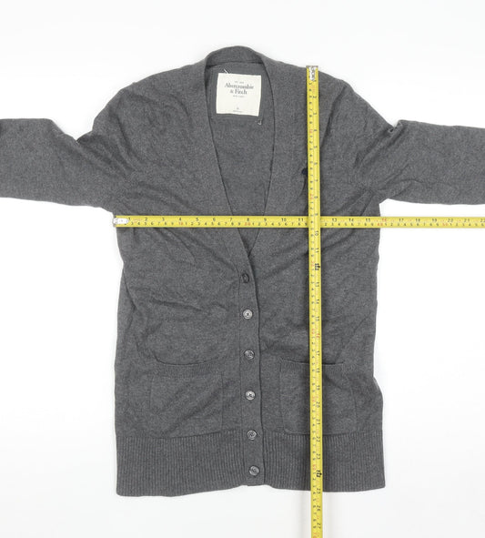 Abercrombie & Fitch Women's Grey Cardigan M V-Neck Knit Jumper