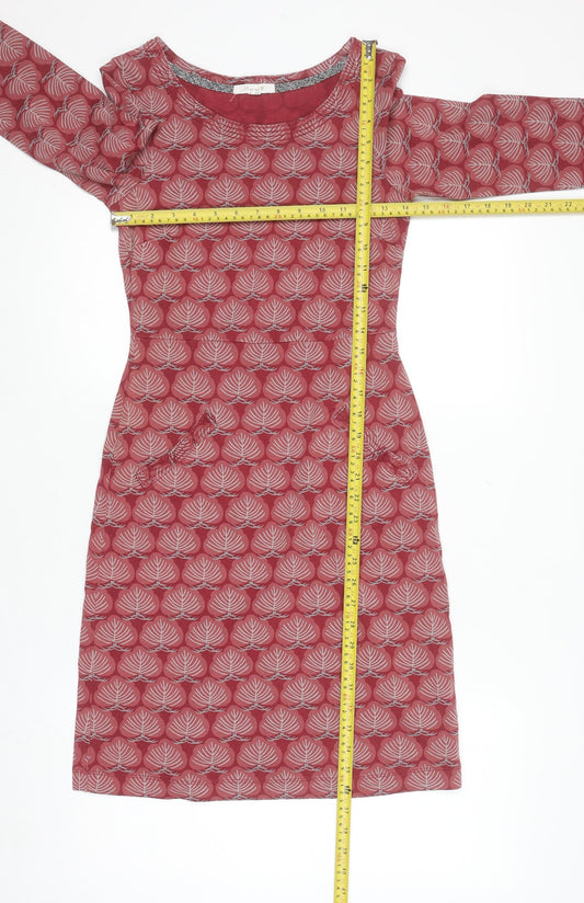 White Stuff Women's Red Geometric Cotton Shift Dress Size 8