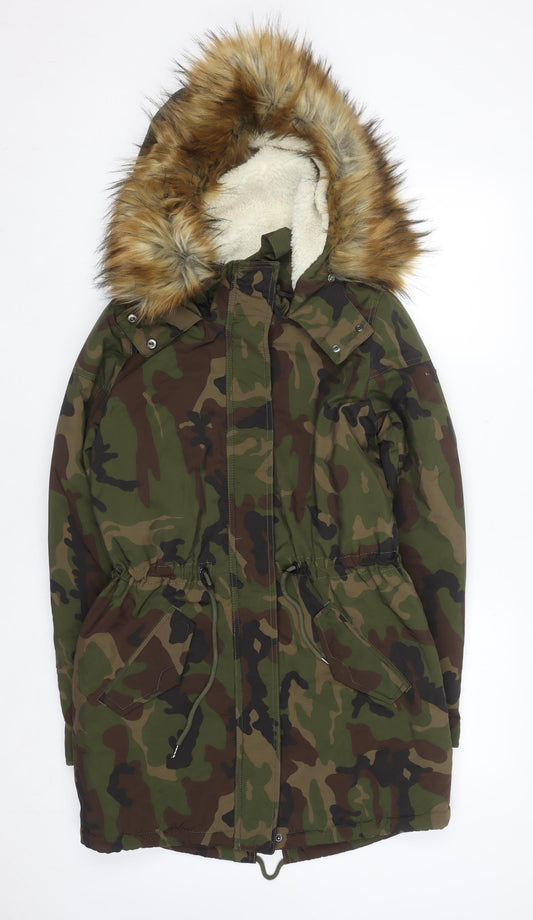 Womens UK Size S Only Green Parka Coat