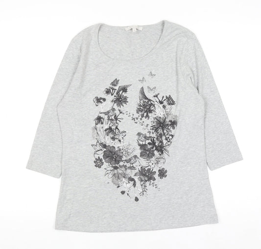 Womens UK Size 12 Lakeland Grey Basic T-Shirt