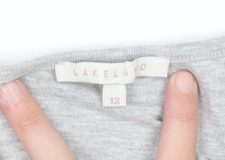 Womens UK Size 12 Lakeland Grey Basic T-Shirt