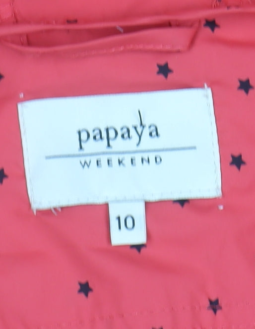 Womens UK Size 10 Papaya Weekend Red Anorak Coat