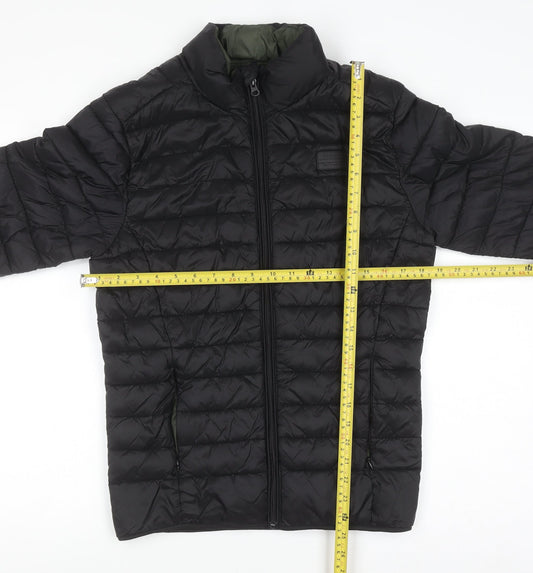 Blend Men's Black Puffer Jacket Size S Quilted Lightweight Water Resistant Coat