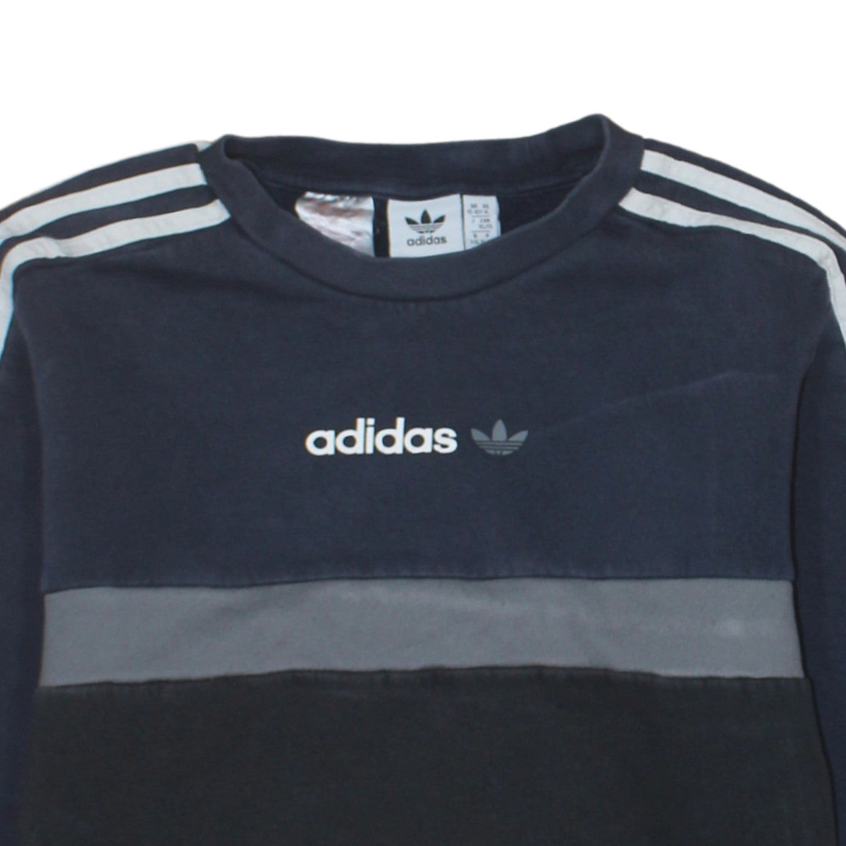 Additional view of Adidas boys’ navy black colourblock sweatshirt xl 15-16 years long sleeve
