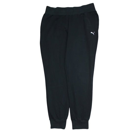Additional front view of Puma Women Black Jogger Sweatpants, size 12, Cotton Blend