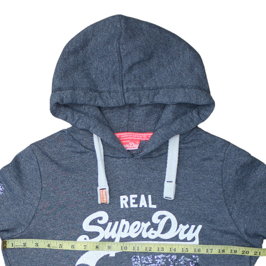 Womens UK Size M Superdry Grey Pullover Hoodie
