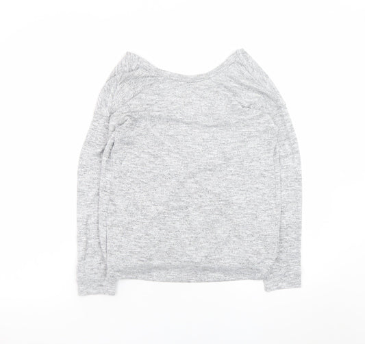 Miss Selfridge Women's Grey Wrap Jersey Long Sleeve Top Size 6