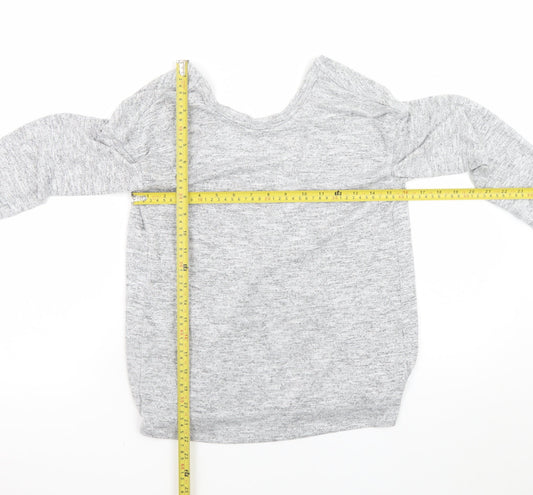 Miss Selfridge Women's Grey Wrap Jersey Long Sleeve Top Size 6