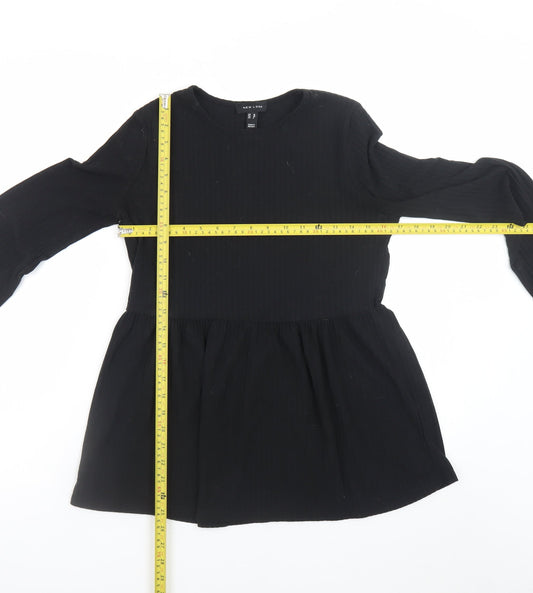Womens UK Size 10 New Look Black Tunic Blouse