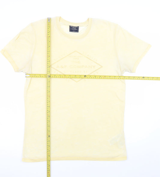 Abercrombie & Fitch Men's Yellow Graphic Logo T-Shirt Size L