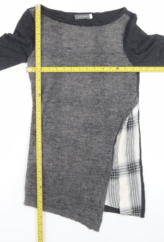 Mint Velvet Women Grey Size 10 Asymmetric Knit Dress