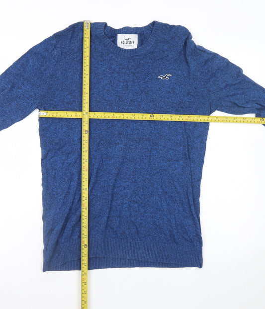 Hollister Men's Blue Knit Long Sleeve Crew Neck T-Shirt Size S