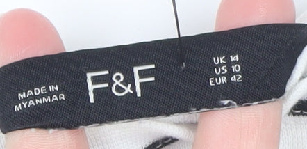 Womens UK Size 14 F&F White Basic T-Shirt
