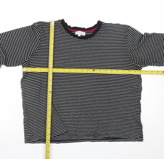 Warehouse Women's Black Striped Long Sleeve Jersey T-Shirt Size 16
