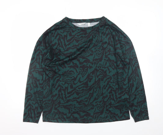 b.young Womens Green Black Long Sleeve Jersey Top Size S