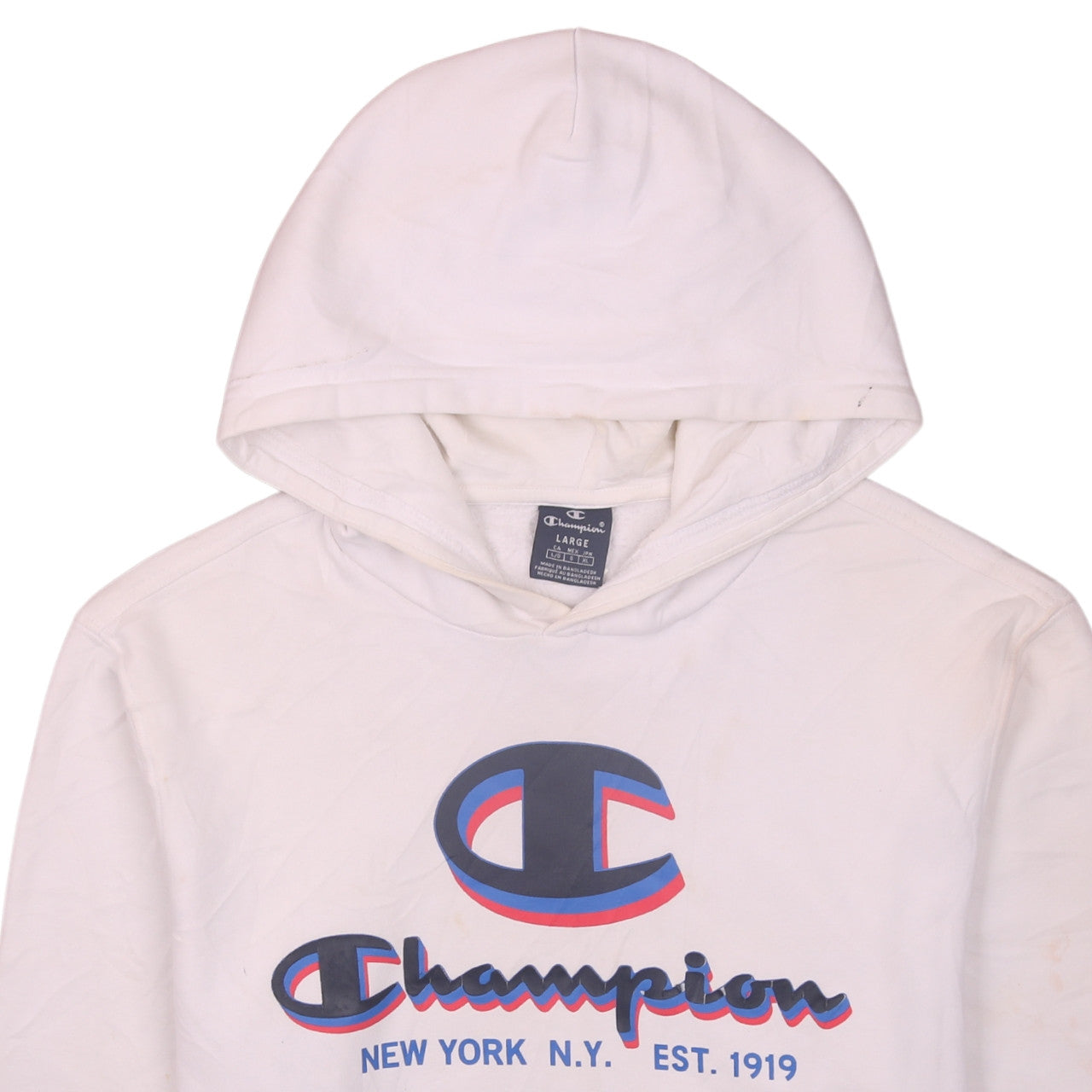 Mens UK Size L Champion White Pullover Hoodie
