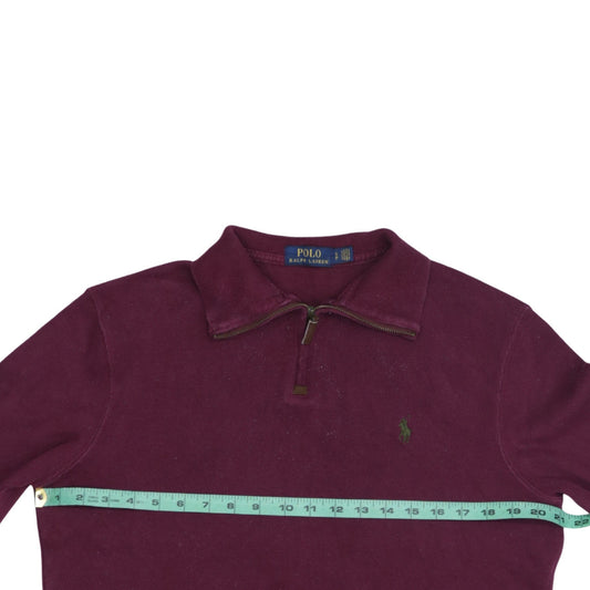 Polo Ralph Lauren Men's Burgundy Cotton 1/4 Zip Jumper Size S