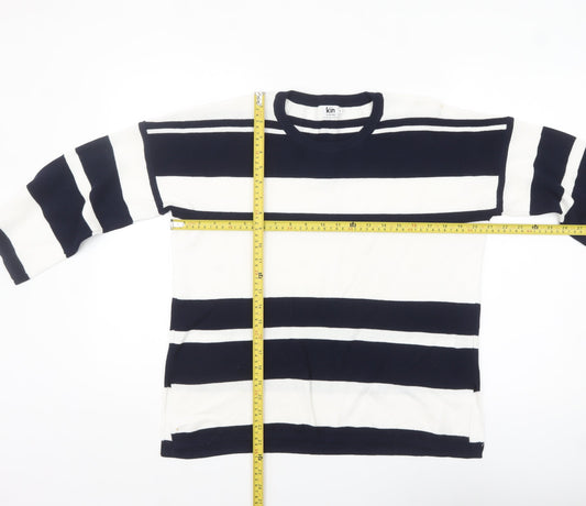Kin by John Lewis Women's Navy White Striped Crew Neck Jumper Size S