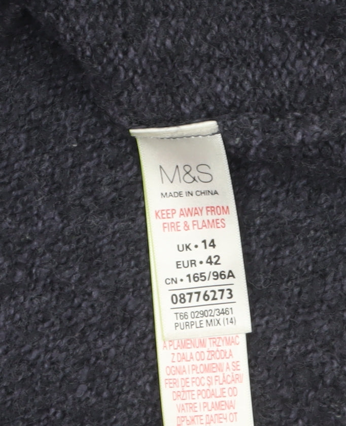 Marks and Spencer Women Purple Fair Isle Wool Blend Jumper Size 14